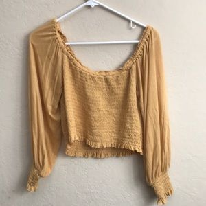 UO Urban Selena Smocked Off the Shoulder Top